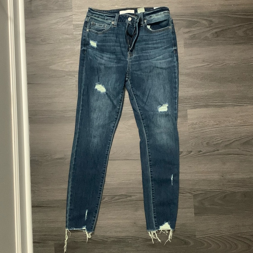 Eunina - BELLA Super High Rise Skinny Ankle dark distressed jeans. Size 9.
